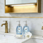 MALACHI Soap Dispenser Set, Crystal-Textured Diamond Glass with Rustproof