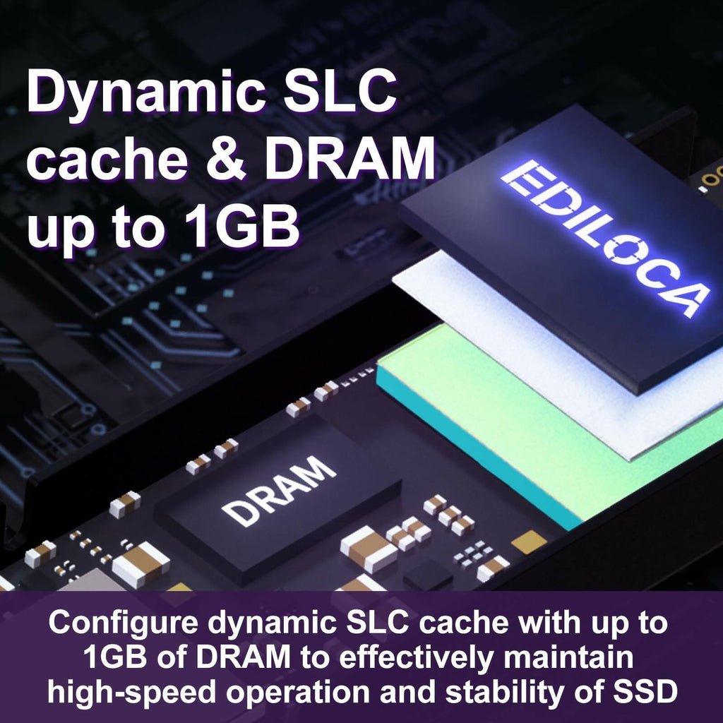 Ediloca 1TB PS5 SSD Heatsink PCIe Gen4 NVMe 7400MB/s DRAM EN855