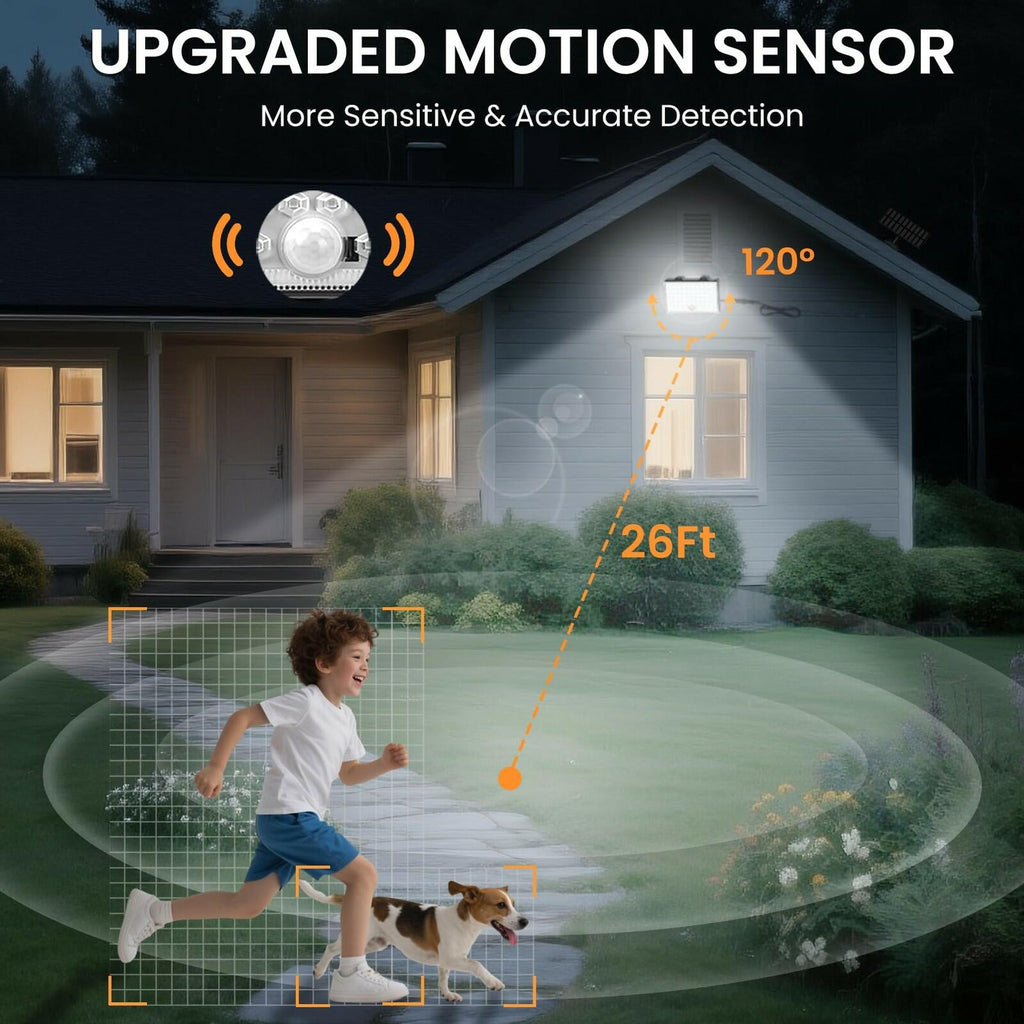 4 PACK LumiZen Outdoor Solar Lights, Split Solar Motion Sensor Outdoor Lights