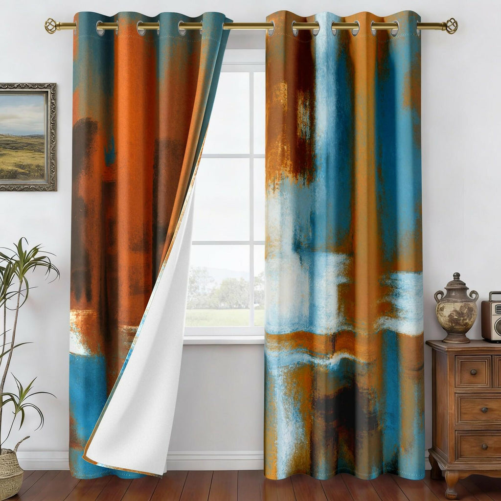 Asuexpect 52x84 Inches Rust Curtains 2 Panels Abstract Curtain Room Darkening