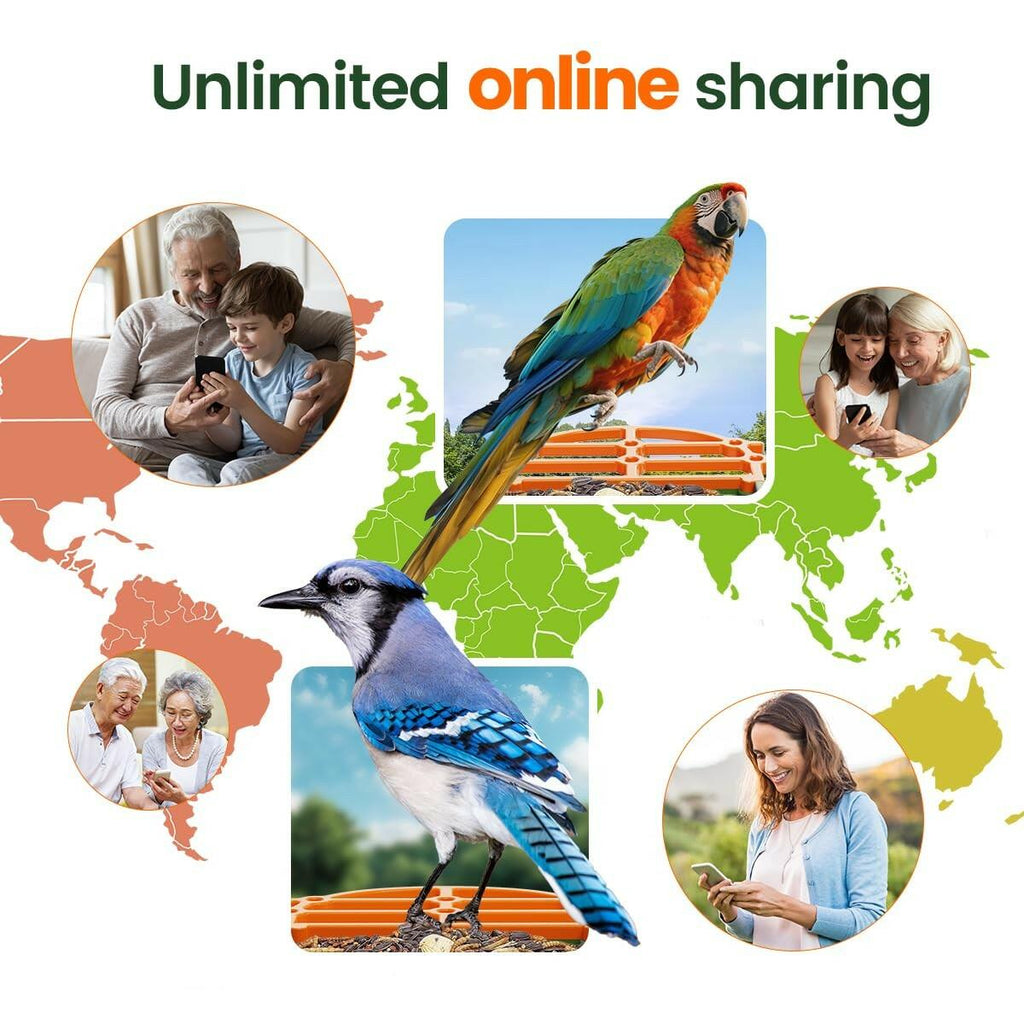 PawPeri Bird Feeder with Camera 2.5K HD Live Video, AI Bird Identifier, 5MP