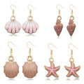 LPYO 4pair Beach Summer Sea Shell Earrings Set For Women Trendy Charm Sea Shell
