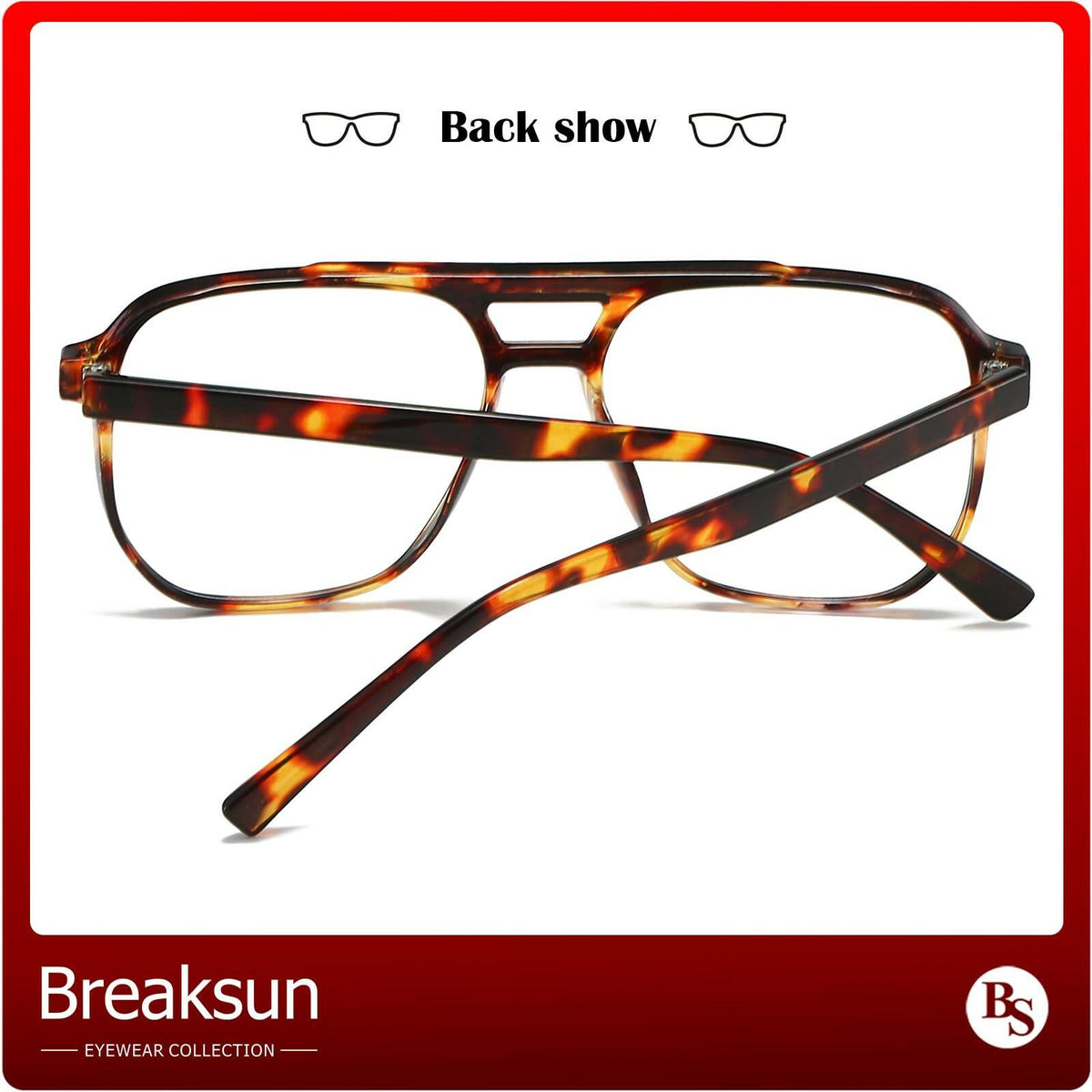 Breaksun Retro Oversized Square Glasses for Women Men Big Square Aviator Blue