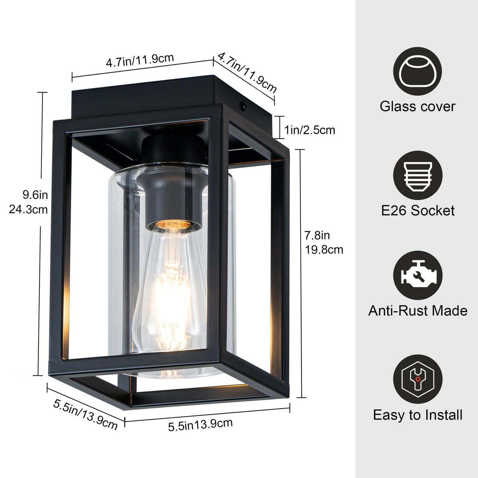 2 Pack Mayful Flush Mount Ceiling Light Fixture with Clear Glass Shade,