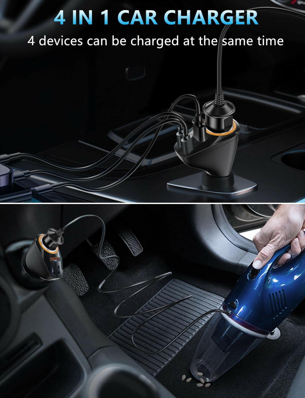 4 in 1 USB C Car Charger, 170W Multi USB Cigarette Lighter Adapter, Socket
