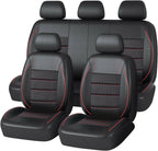 Black and Red CAR PASS Universal FIT Piping Leather Car Seat Cover, for