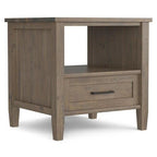 IMPLIHOME Ela End Table 20" Solid Wood Rectangle Transitional Smoky Brown