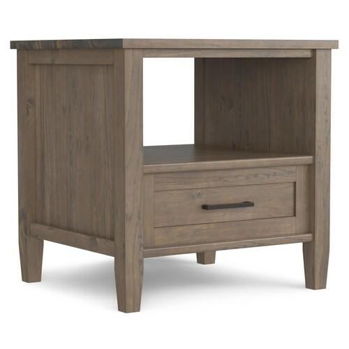 IMPLIHOME Ela End Table 20" Solid Wood Rectangle Transitional Smoky Brown