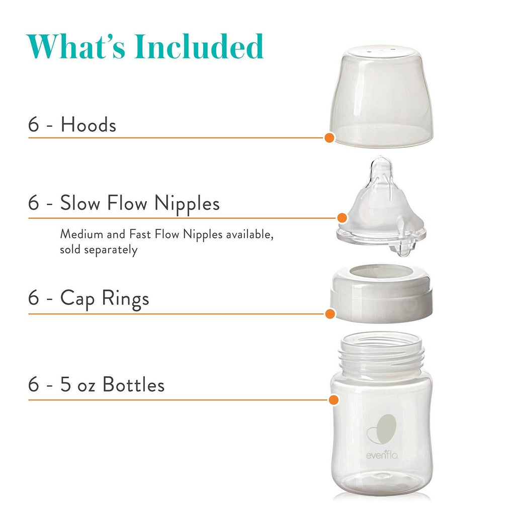 6 PACK Evenflo Feeding Premium Proflo Venting Balance Plus Wide Neck Baby,