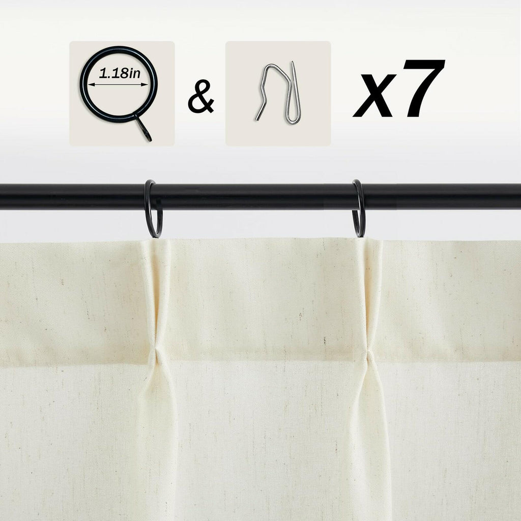Natural Linen Kitchen Curtains 36" W x 30" L Pinch Pleat Cafe Curtains 1 Panels