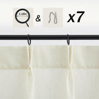 Natural Linen Kitchen Curtains 36" W x 30" L Pinch Pleat Cafe Curtains 1 Panels