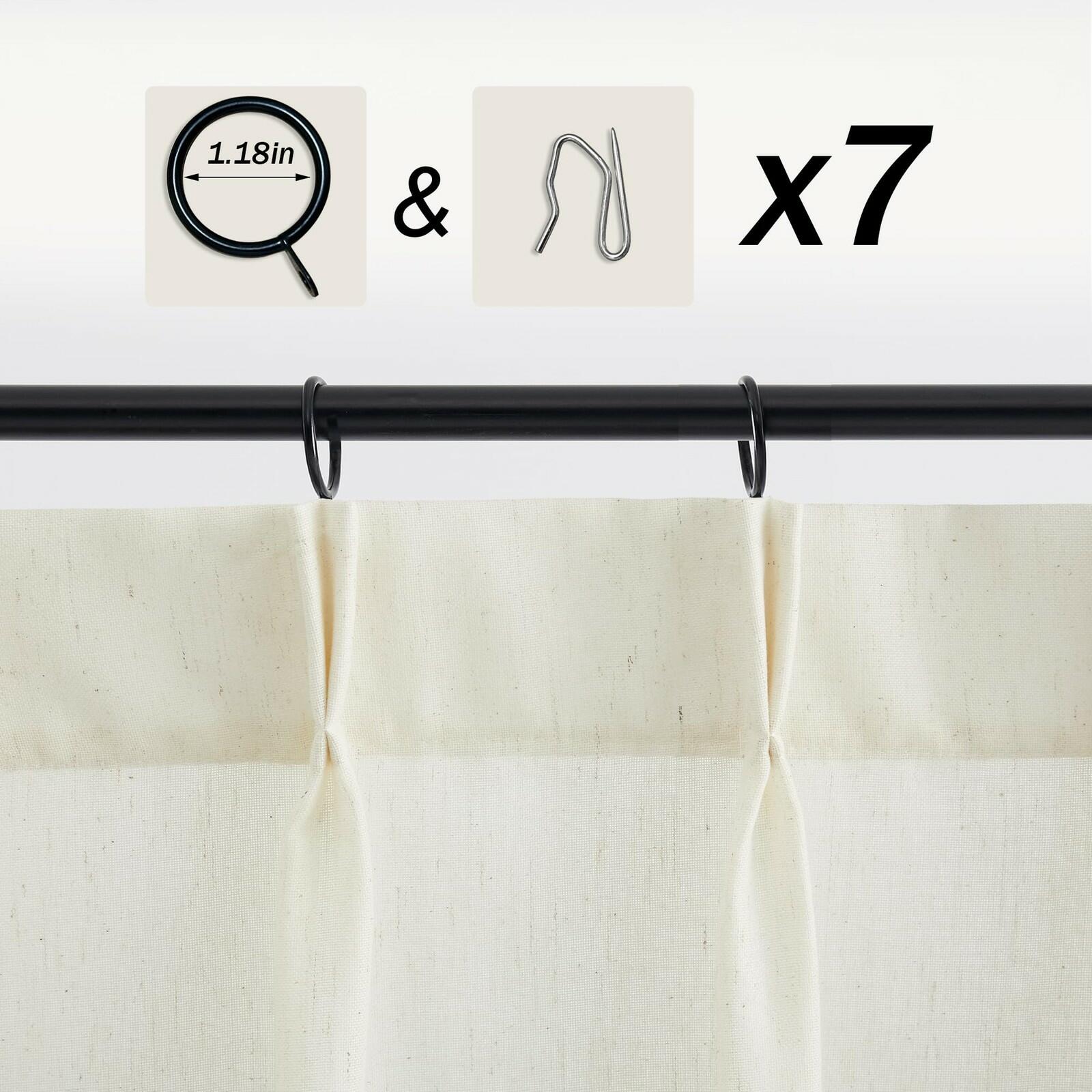 Natural Linen Kitchen Curtains 36" W x 30" L Pinch Pleat Cafe Curtains 1 Panels