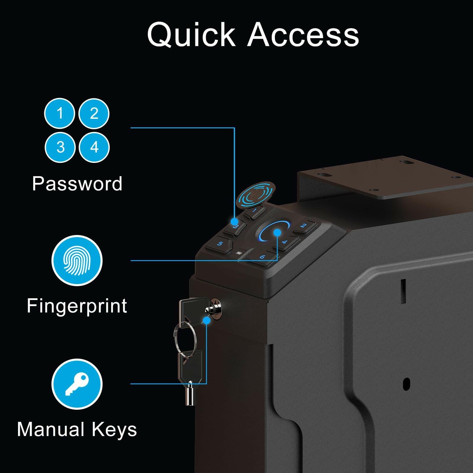 VERPROOF Biometric Gun Safe for Handgun Drop Down Pistol Safe, Smart Pistol Safe