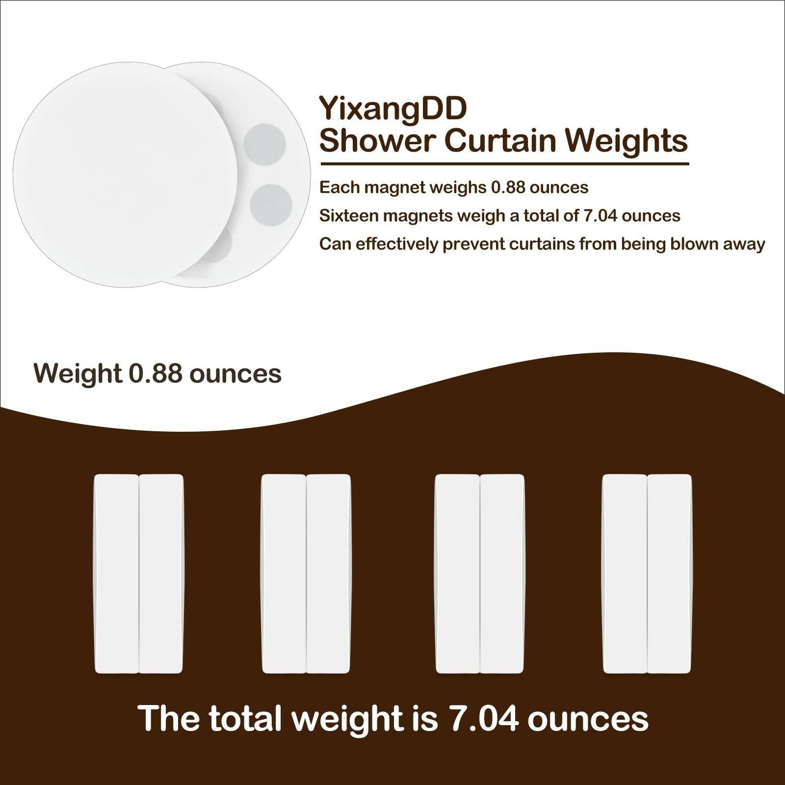 8 Pack Shower Curtain Weights, Rubber Covered Magnetic Curtain Weights, Shower