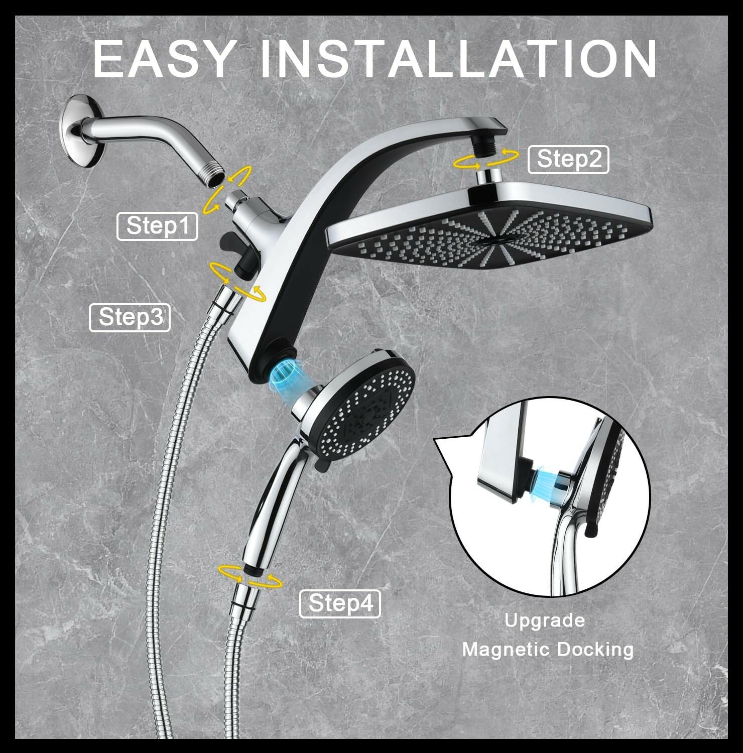 High Pressure Rain Shower Head: Upgrade Shower Heads with Handheld Spray Combo