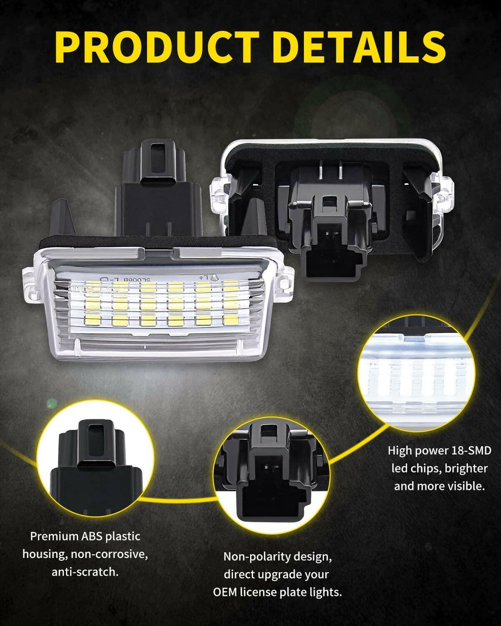 Pack of 2 Asgohme LED License Plate Lights Bright White Tag Lamp Assembly