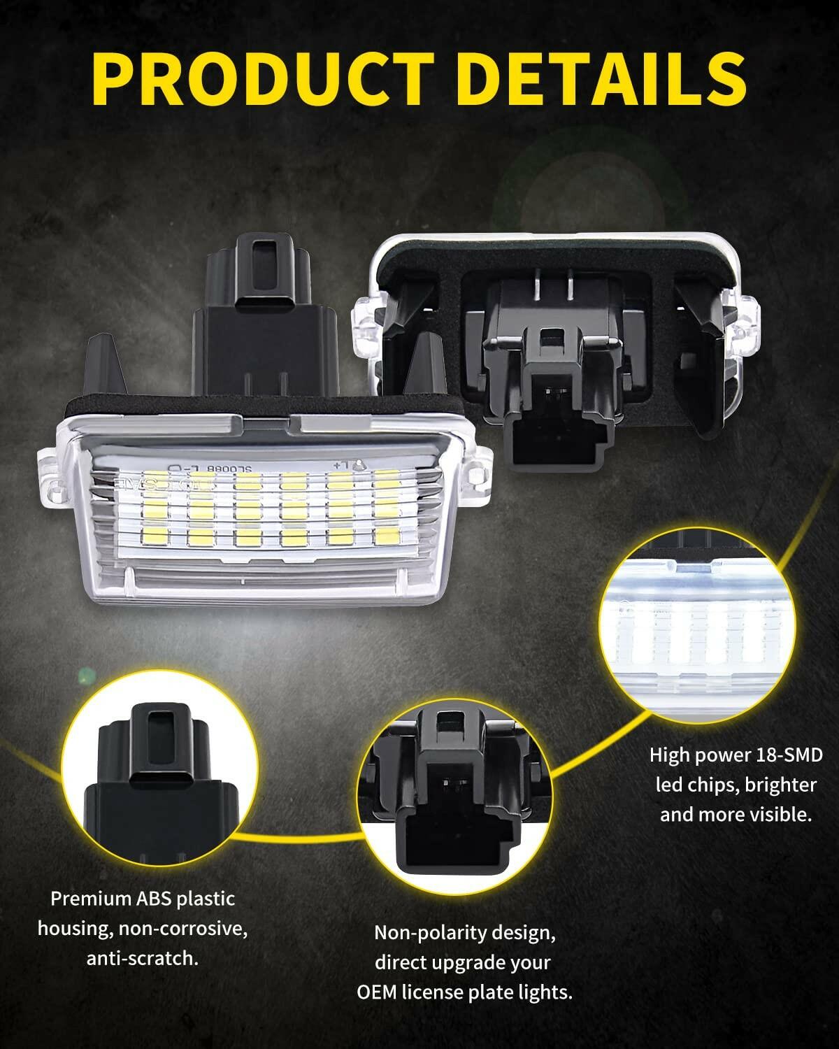 Pack of 2 Asgohme LED License Plate Lights Bright White Tag Lamp Assembly
