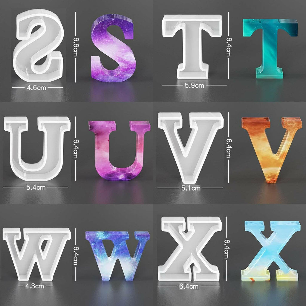 Letter Mold 2.5 inch 26 Pack Letter Mold Letter Resin Mold Alphabet Candle Mold