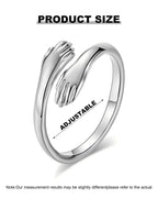LANWLOSI Hug from Heaven Ring for Women Adjustable Silver Stainless Steel Hug