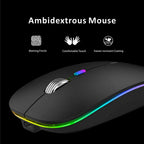 Uiosmuph LED Wireless Mouse, G12 Slim Rechargeable Silent Mouse, 2.4G Portable