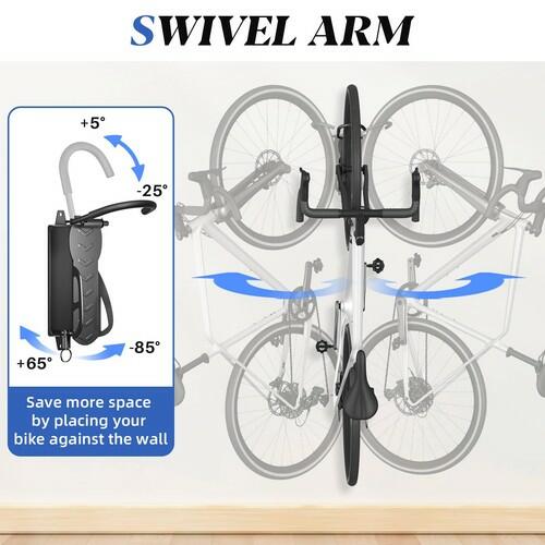 Goovilla 2 Pack Swivel Bike Wall Mount Hangers Garage Space Saving Rack