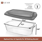 Razab LARGE 7.6 Cups/1800 ML/1.9 Qt Glass Loaf Pan with Lids - Meatloaf Pan BPA
