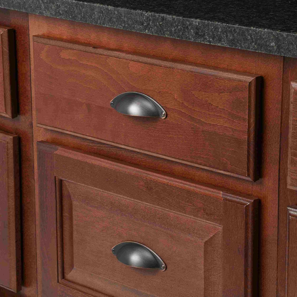 5 Pack Amerock | Cabinet Cup Pull | Oil Rubbed Bronze | 3 inch (76 mm) Center to