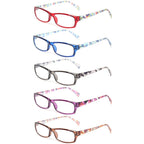 Kerecsen Reading Glasses 5 Pairs Fashion Ladies Readers Spring Hinge with