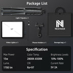 NiceVeedi 1-Pack Photography Lighting Kit, 2800-6500K Bi-Color LED Video Light