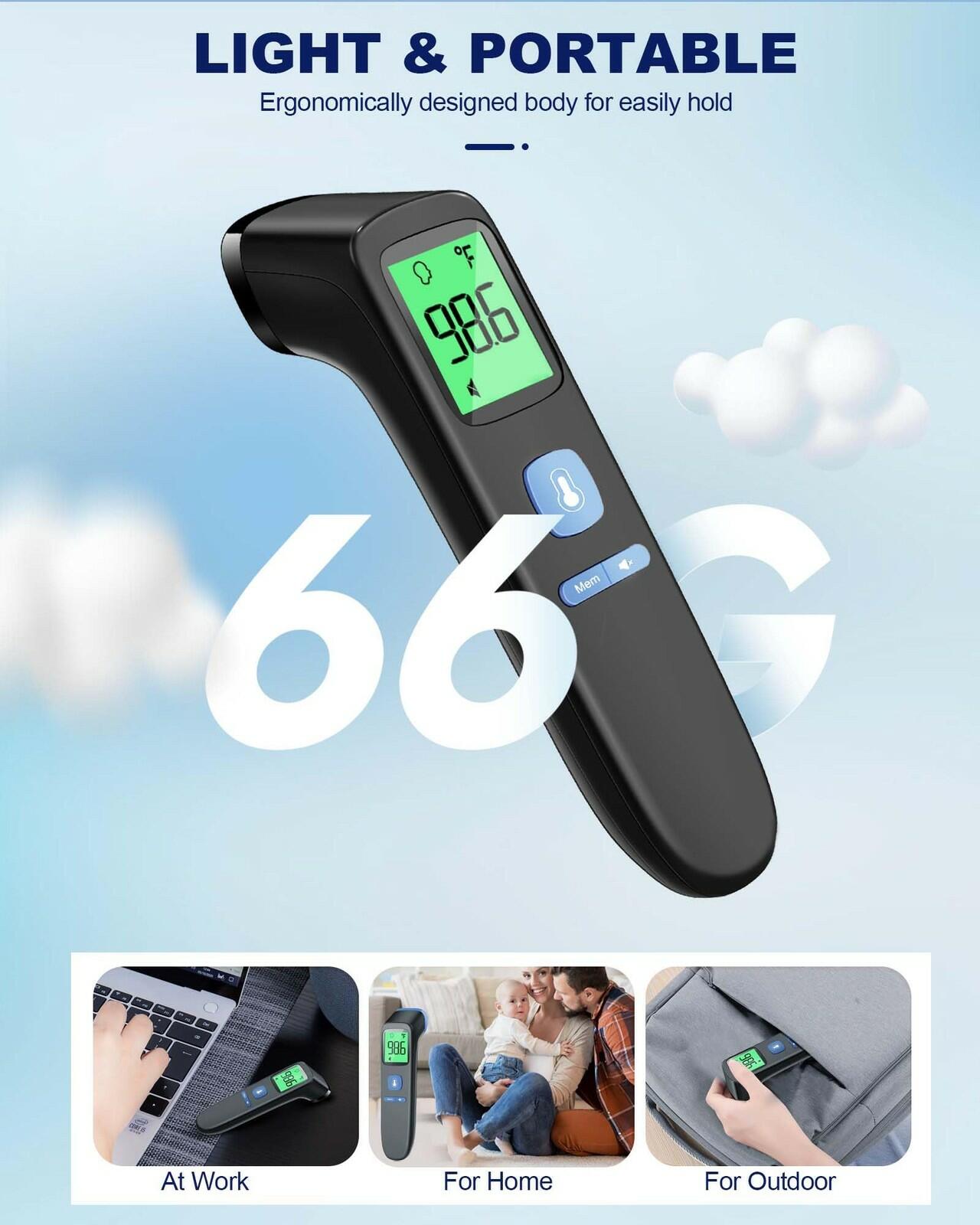 No-Touch Forehead Thermometer for Adults, Infrared Digital Baby Thermometer for