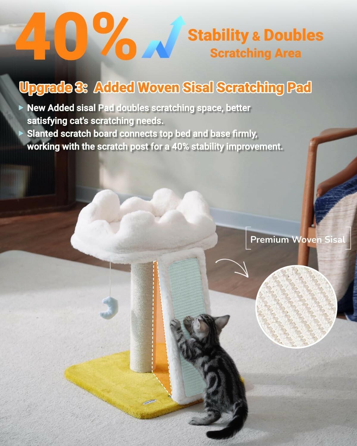 Happi N Pets New Cloud Cat Tree Tower, Cat Scratching Post with Bed, Small Cat