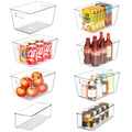 Joymeezo Set of 8 Clear Plastic Storage Bins, 6 Large +2 Small Pantry Organizers