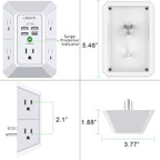 Wall Charger, Surge Protector, QINLIANF 5 Outlet Extender with 4 USB Charging