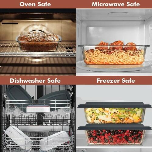 Razab LARGE 7.6 Cups/1800 ML/1.9 Qt Glass Loaf Pan with Lids - Meatloaf Pan BPA
