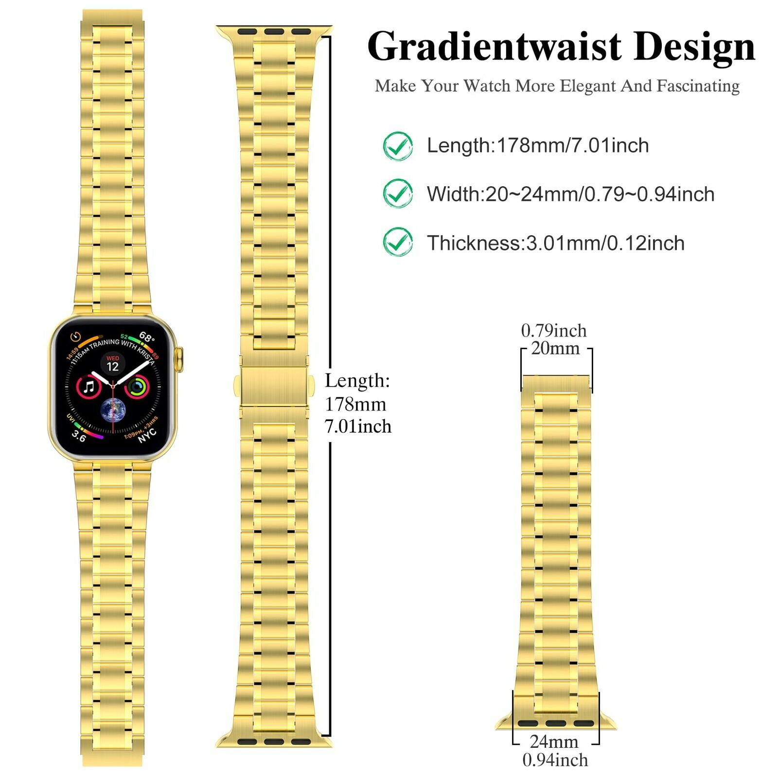MioHHR Solid Stainless Steel Band Compatible with Apple Watch 44mm(Series