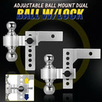 2'' Receiver 6'' Drop Rise Adjustable Trailer Tow Hitch Dual Ball-W/Lock 18500lb