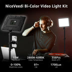 NiceVeedi 1-Pack Photography Lighting Kit, 2800-6500K Bi-Color LED Video Light