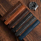 WOCCI 20mm Watch Band, Top Grain Leather, Embossed Alligator Grain, Quick