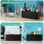 ALELION Large Utensil Holder with Removable Divider - 4 Compartment Wooden