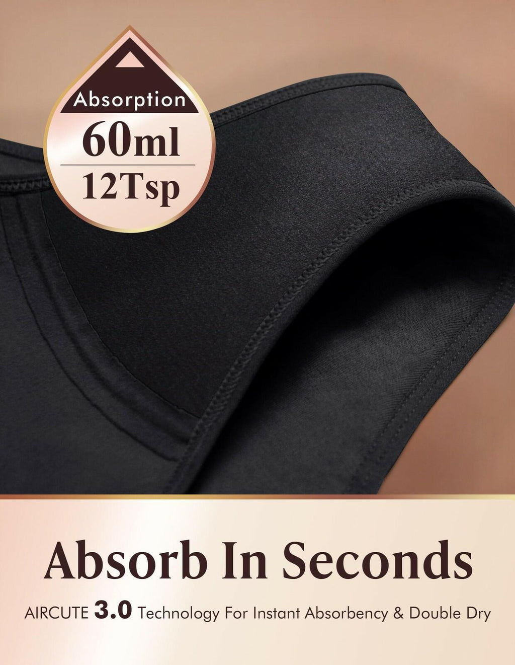 3 Pack Medium AIRCUTE Washable Urine Absorbency Incontinence Underwear for Women