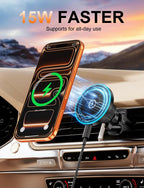 for Magsafe Car Mount Charger, [100% Stable] 15W 2 in1 Magnetic Wireless Car