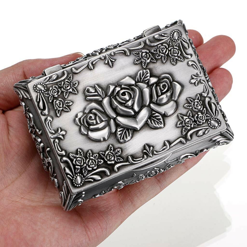 Hipiwe Vintage Metal Jewelry Box Small Trinket Jewelry Storage box For Rings
