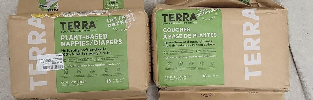 36 Count Terra Size 4 Diapers: 85% Plant-Based Diapers, Ultra-Soft &