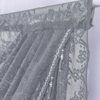 Huierxun Grey,59"x41" Elegant Lace Waterfall Window Valance with Bead Tassels