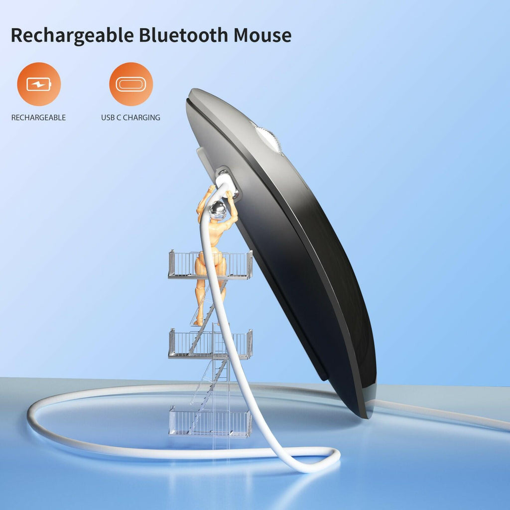 TENMOS M18 Bluetooth Mouse, USB C Rechargeable Wireless Mouse, Triple Mode (Dual