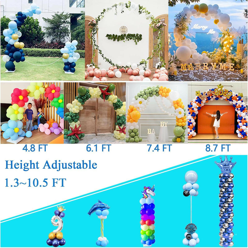Decojoy Balloon Arch Stand, 7.5ft Large Round Backdrop Frame, Adjustable Half