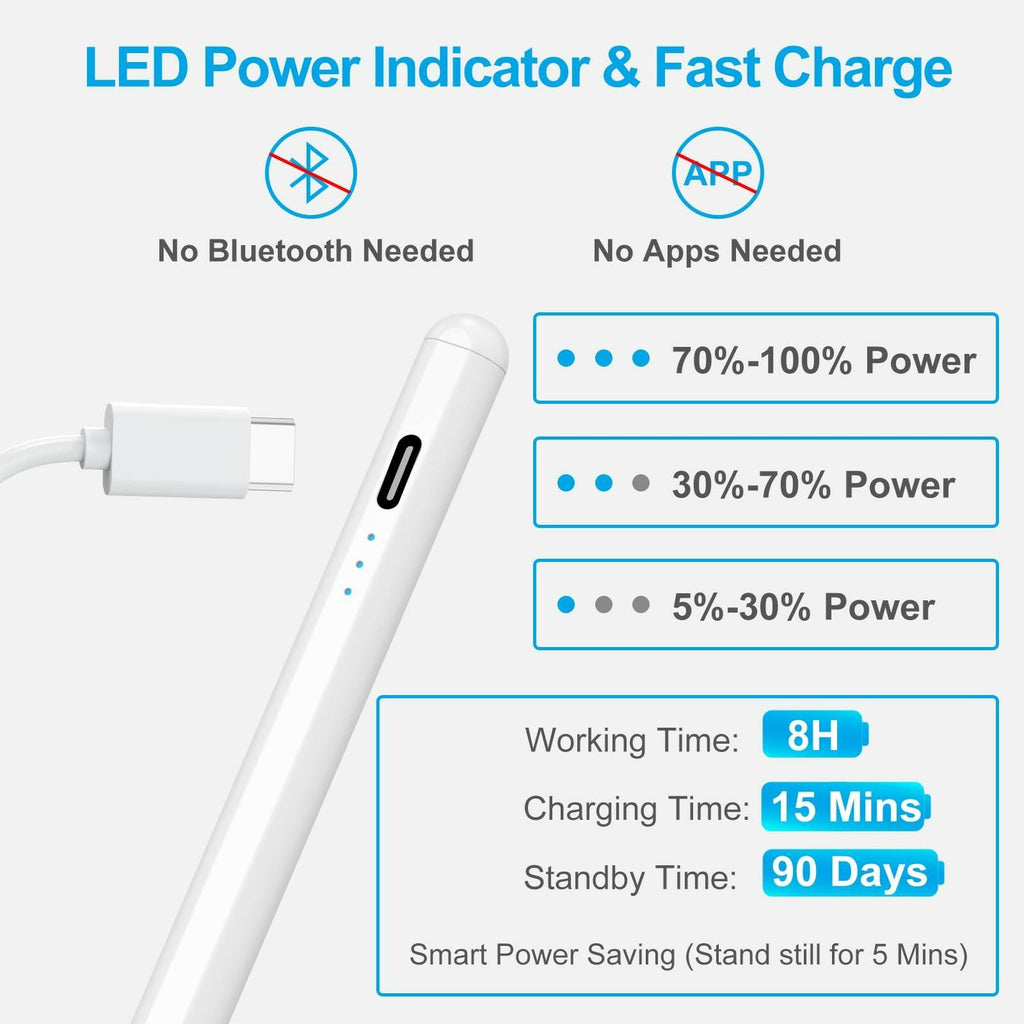 Stylus Pen for iPad (2025-2018), Fast Charge Pencil for iPad A16 11th/10/9/8/7/6