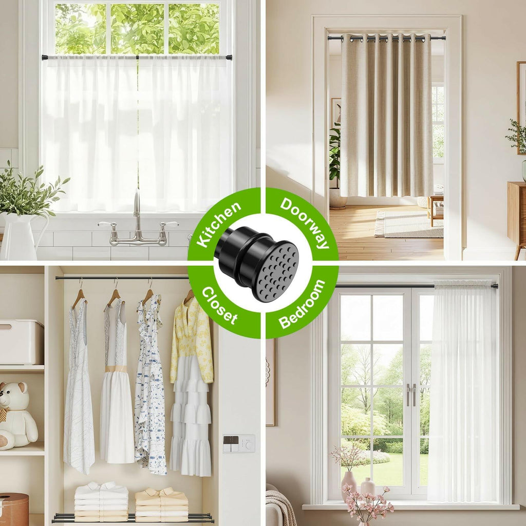 2 Pack Spring Tension Rods 28-48 Inches No Drill Tension Curtain Rods Black