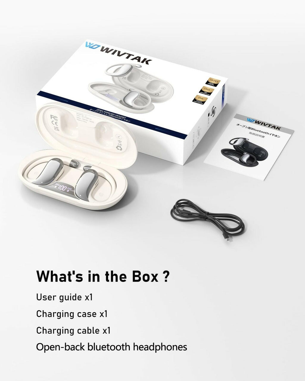WIVTAK Open Ear Headphones Bluetooth 5.4, 62H Playtime, Air Conduction Wireless