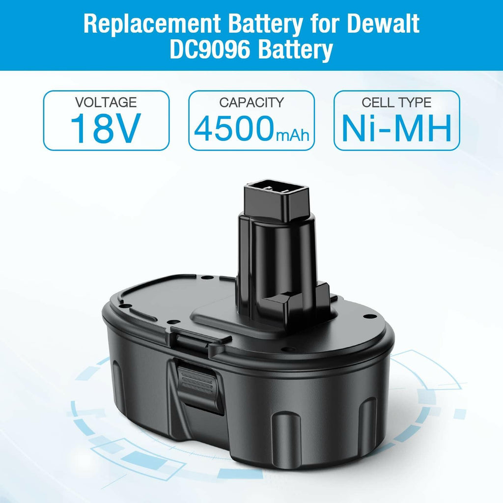 UTRBATT 18V 4500mAh DC9096 DC9098 Replacement Battery Compatible with Dewalt 18